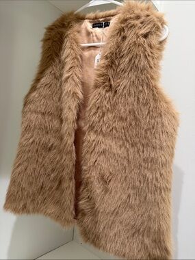 Thread & Supply Faux Fur Vest in Camel Brown